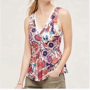 Anthropologie Deletta Amalia floral peplum tank top XS